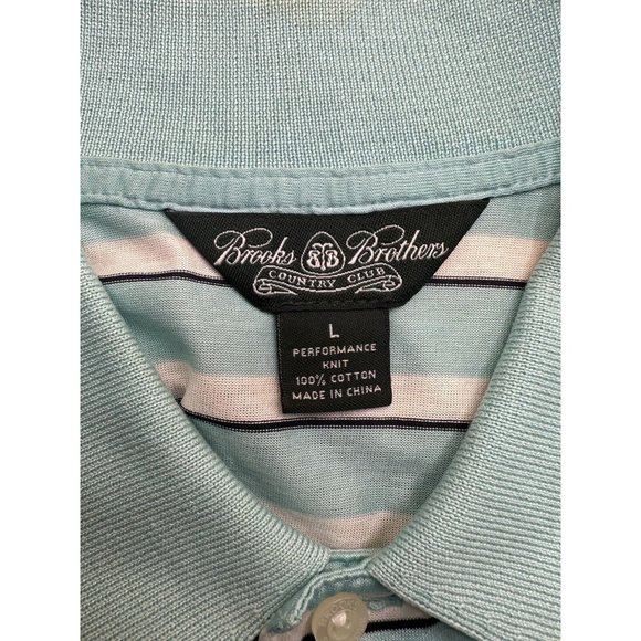 Brooks Brothers Country Club Polo Shirt Golf Performance Knit Men Large Striped - Picture 5 of 6